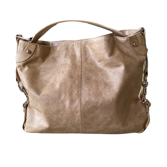 Rebecca Minkoff Nikki Camel Light Tan Silver Studded Handbag Hobo Purse - Picture 4 of 16